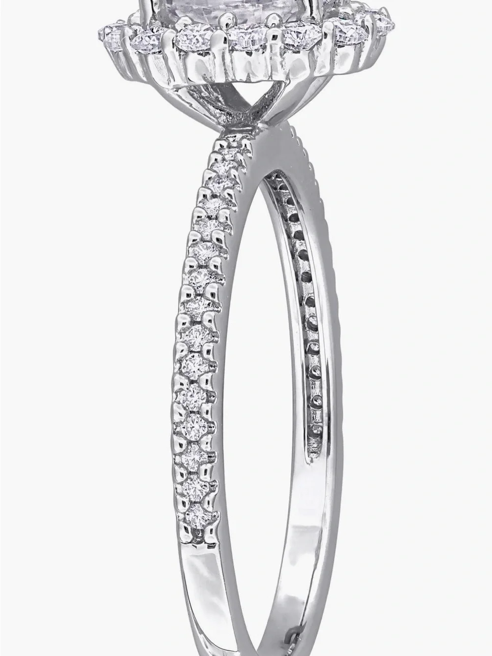 Oval Halo Moissanite Engagement Ring in Sterling Silver